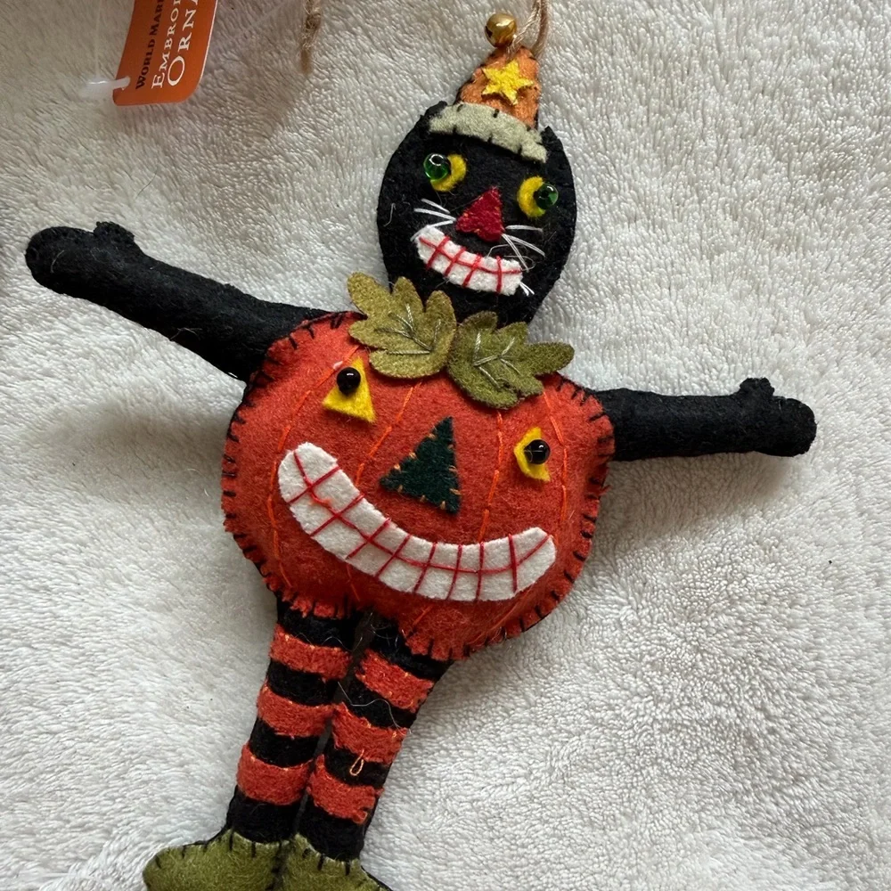 World Market Halloween Embroidered Ornament Set of 6 - Picture 4 of 7